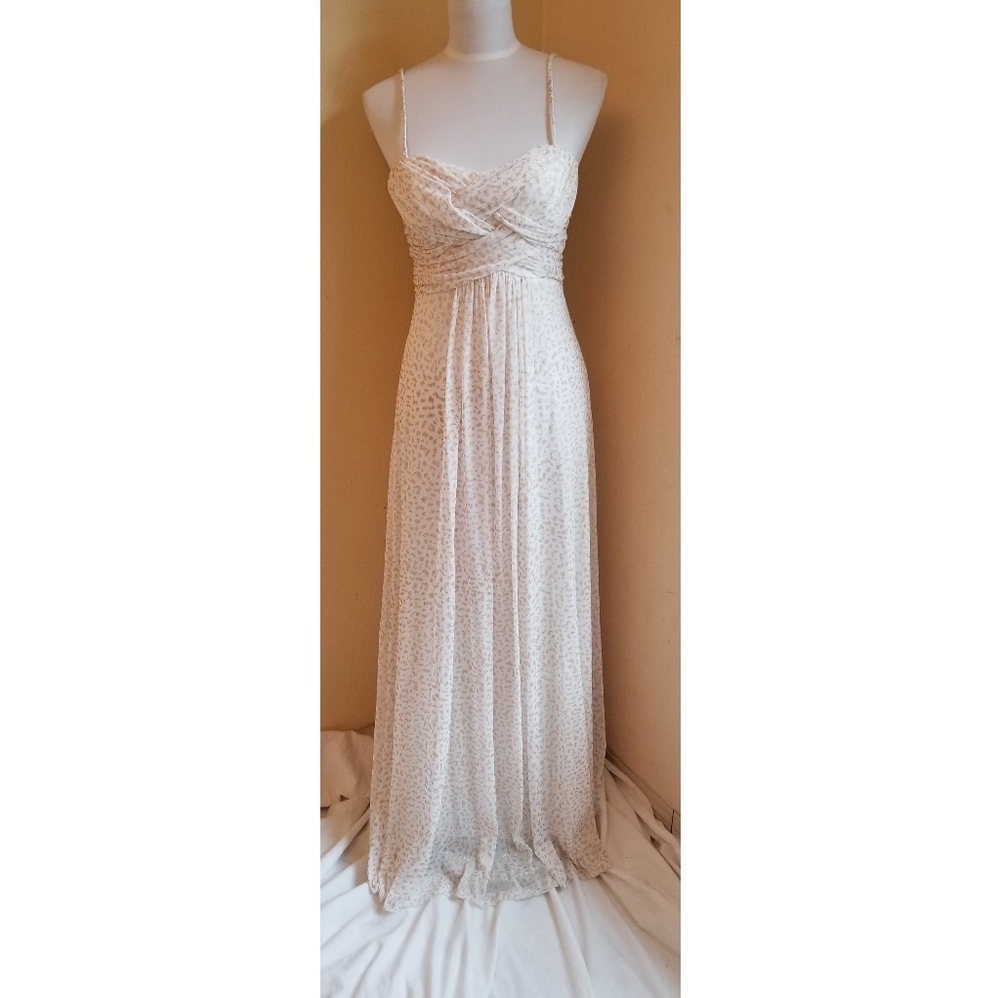 B Darlin Maxi Off White and Gold Maxi Dress